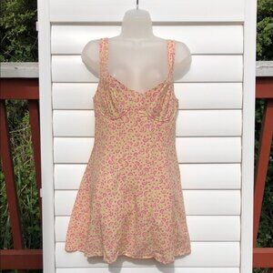 NWT La Hearts Vibrant Yellow and Pink Mini Dress